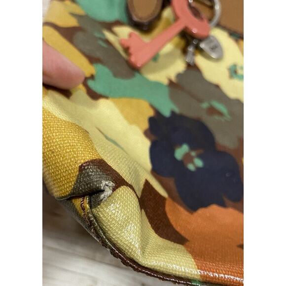 Fossil Purse Womens Medium Bag Floral Brown Leather Key Charms - Picture 5 of 16